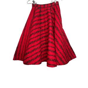 Vintage 50s Size Small Quilted Circle Skirt Red Black Rockabilly Ilene Ricky